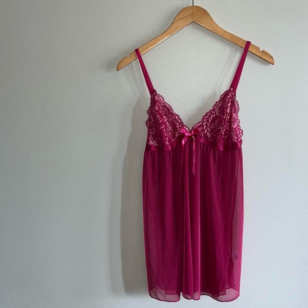 Cross-Dye Lace And Mesh Babydoll lingerie Slip